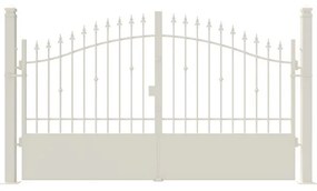 Cancello manuale con serratura elettrica Civetta in ferro, apertura centrale, L 308.5, H 150-180 cm, di colore bianco