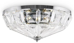 Plafoniera Contemporanea Facet Metallo Cromo 6 Luci Diffusori Vetro