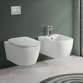 Wc sospeso bianco design quadrato in ceramica con scarico Rimless Kayra