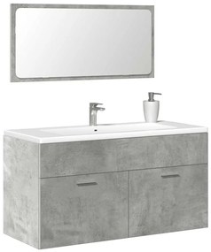 Mobile Da Bagno Con Specchio Grigio Cemento Legno Multistrato /