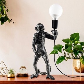 Opviq Lampada da tavolo Singe, nera, poliestere, altezza 46 cm, figura di scimmia
