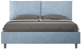 Letto contenitore da 160x200 in microfibra azzurro Antea