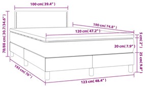 Letto a Molle con Materasso e LED Tortora 120x190 cm in Tessuto