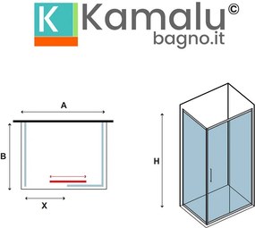 Box doccia angolare 70x140 oro opaco scorrevole | KE-4000G - KAMALU
