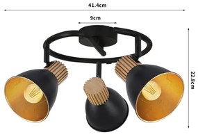 Brilagi - Faretto ODENSE 3xE14/10W/230V legno di caucciù/nero