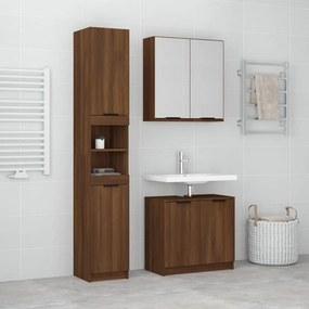 Set Mobili Da Bagno 3 Pz Rovere Marrone İn Legno Multistrato /