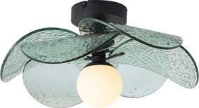 Plafoniera di Design Nera con Vetro Verde a Coste - Kemner