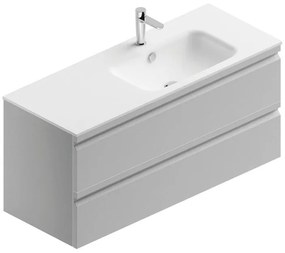 Mobile sottolavabo e lavabo Pull per vasca centrale grigio artico opaco in mdf L 120 x H 56 x P 46 cm 2 cassetti
