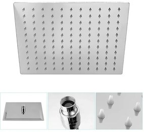 Soffione doccia slim quadrato 20x20 cm in Acciaio Cromato