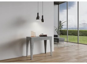 Consolle Allungabile 90x42 cm Isotta Cemento da 14 posti lunghezza Fino a 3,02 metri