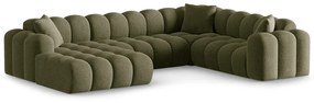 Divano angolare verde (con penisola a destra/a U) con rivestimento in ciniglia Treno – Cosmopolitan Design