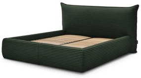 Letto matrimoniale in verde scuro imbottito con spazio contenitivo con griglia inclusa 180x200 cm Jade – Bobochic Paris