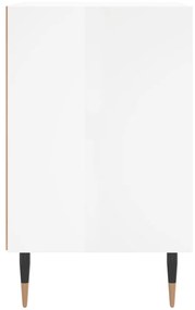 Comodino bianco lucido 40x30x50 cm in legno multistrato