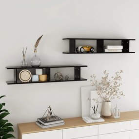 Mensole A Parete 2 Pz Nere 105x18x20 Cm İn Legno Multistrato /