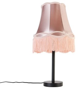 Lampada da tavolo classica nera con paralume granny rosa 30 cm - Simplo