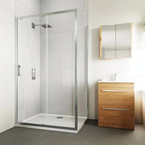 Box doccia con ingresso frontale scorrevole Verve L 140 x H 190 cm, vetro 6 mm vetro senza finitura / trasparente profilo cromato