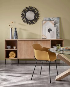 Kave Home - Tavolo rotondo Lotus in vetro e gambe in legno massello di rovere Ã˜ 120 cm