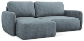 Divano angolare blu polveroso allungabile/con contenitore (con penisola a sinistra/con chaise lounge) con rivestimento in ciniglia Lilo – Makamii