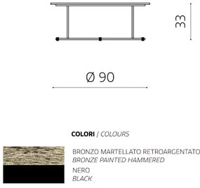 Tavolino IAGO 90 con struttura in metallo e piano tondo in vetro Bronzo