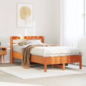 Letto Senza Materasso Marrone Cera 90x190 Cm İn Legno Di Pino /