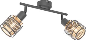 Plafoniera di design nera con oro 2 luci - Noud