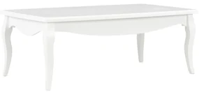 Tavolino Da Salotto Bianco 110x60x40 Cm İn Legno Di Pino /