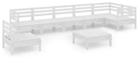 Set Divani da Giardino 8 pz in Legno Massello di Pino Bianco