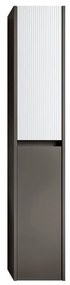 Colonna per mobile bagno Niwa 2 ante P 27 x L 30 x H 160 cm laccato opaco grigio carbone con vetro bianco cannettato