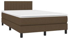 Letto a molle materasso e led marronescuro 120x190cm in tessuto