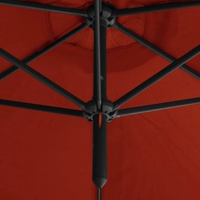 Ombrellone Doppio con Palo in Acciaio Terracotta 600 cm
