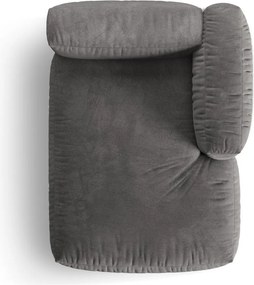 Parte divano componibile grigio (con penisola a destra) con rivestimento in velluto Martina – Micadoni