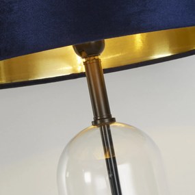 Lampada Scrivania Oxford Acciaio Ottone Tessuto Blu Scuro 1 Luce E27