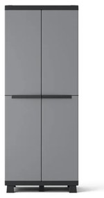 Armadio per scope Standard SPACEO in polipropilene, grigio e nero L 68 x H 170 x P 39 cm, 2 ante, adatto per esterno riparato
