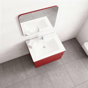 Mobile da bagno sospeso sotto lavabo L 59.5 x H 60 x P 45.5 cm rosso opaco, 2 cassetti Fusion