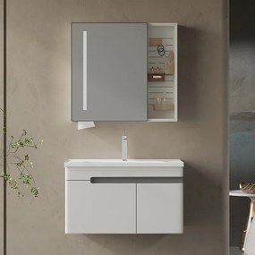 Kamalu - Mobile bagno 80 cm lavabo integrato e specchio contenitore | KAM-NS80