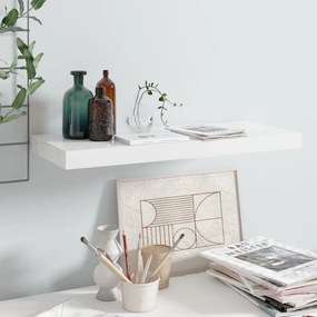 Scaffale A Parete Bianco Lucido 60x23,5x3,8 Cm İn Mdf /