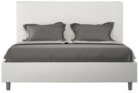 Letto matrimoniale con rete imbottito 160x200 similpelle bianco Goya