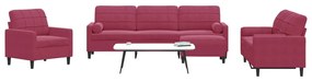 Set Di Divani 4 Pz Con Cuscini E Rinforzi Rosso Vino İn Velluto /