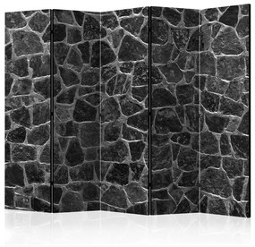 Paravento design Pietre nere II - texture architettonica nera di piastrelle di pietra
