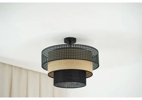 Brilagi - Lampadario DAKOTA LUNETA 1xE27/15W/230V Ø45 cm nero/rattan
