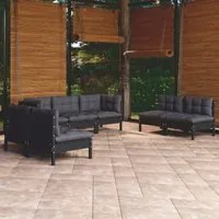 Set Divani da Giardino 7 pz con Cuscini Legno Massello di Pino 3096224