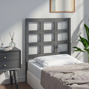 Testiera Letto Grigia 80,5x4x100 Cm İn Legno Massello Di Pino /