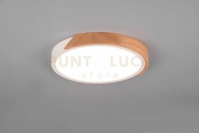 Plafoniera jano led rotonda e legno naturale con regolazione intens...