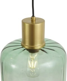 Lampada a sospensione Hotel Chic ottone con vetro blu e verde 5 luci - Qara