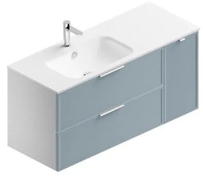 Mobile sottolavabo e lavabo Quadra per vasca a sinistra bianco-cielo in mdf L 120 x H 57 x P 46 cm, 1 anta 2 cassetti
