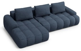 Divano angolare blu scuro allungabile/con contenitore (con penisola a sinistra/con chaise lounge) Linz – Cosmopolitan Design