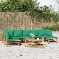 Set Salotto da Giardino 8pz con Cuscini Verdi Bamb 3155174