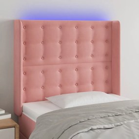 Testiera A Led Nera 93x16x118/128 Cm İn Velluto /