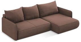 Divano angolare rosa allungabile/con contenitore (con penisola a destra) Nanea – Makamii