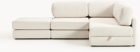 Divano letto angolare in bouclé con contenitore Ladina